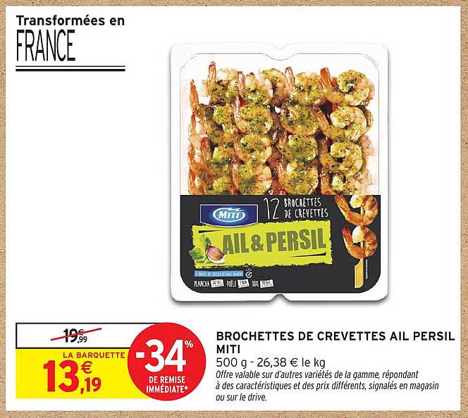 BROCHETTES DE CREVETTES AIL PERSIL MITI