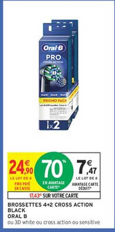 BROSSETTES 4+2 CROSS ACTION BLACK ORAL B