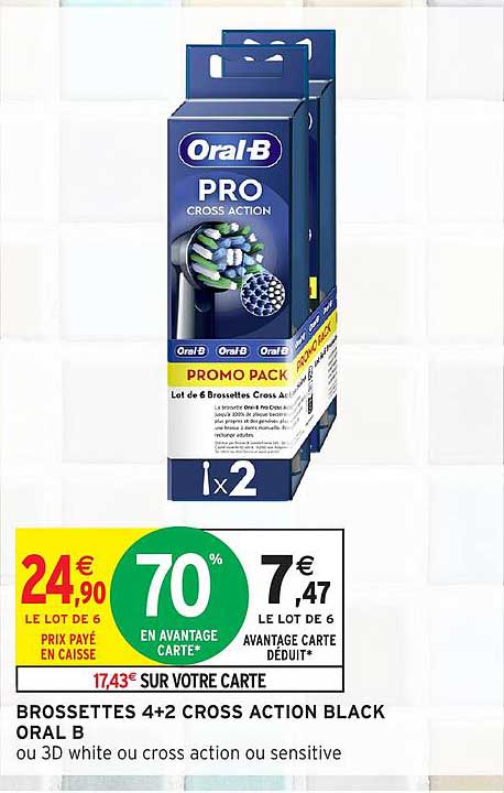 BROSSETTES 4+2 CROSS ACTION BLACK ORAL B