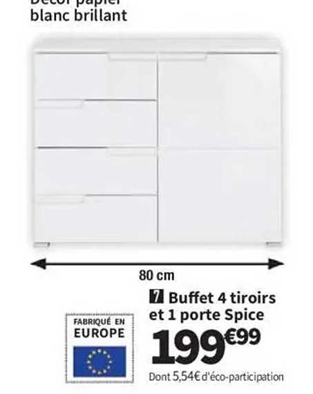 Buffet 4 tiroirs et 1 porte Spice