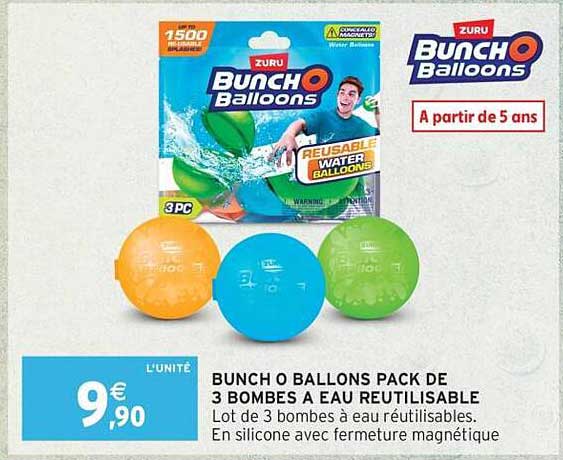 BUNCH O BALLONS PACK DE 3 BOMBS A EAU REUTILISABLE