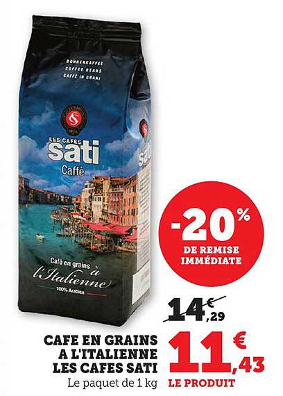 CAFE EN GRAINS A L'ITALIENNE LES CAFES SATI
