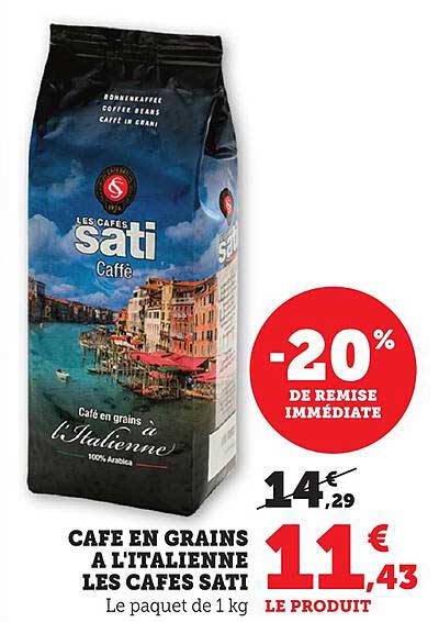 CAFE EN GRAINS A L'ITALIENNE LES CAFES SATI