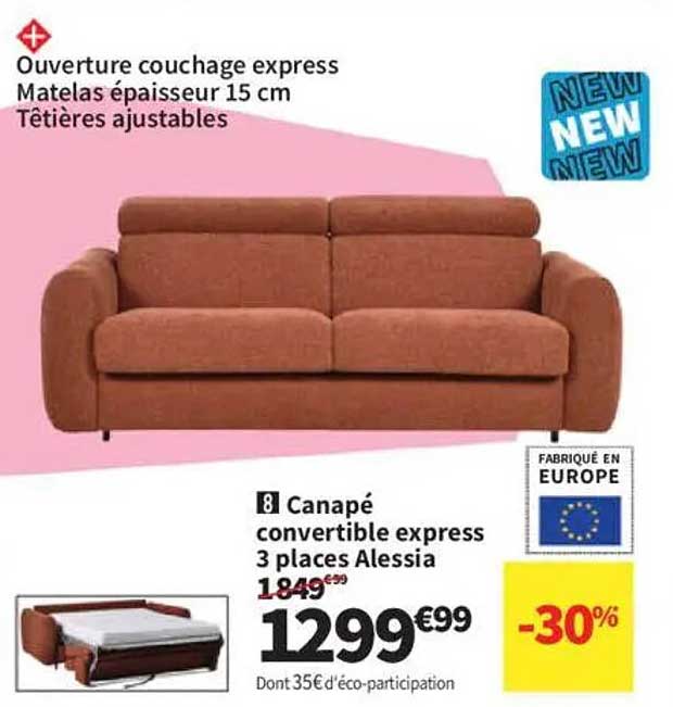 Canapé convertible express 3 places Alessia
