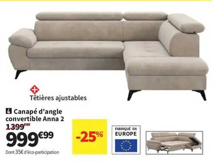 Canapé d'angle convertible Anna 2