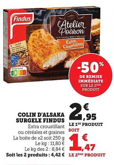 COLIN D'ALSAKA SURGELE FINDUS -50% de remise immédiate sur le 2ème produit