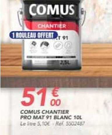 COMUS CHANTIER PRO MAT 91 BLANC 10L