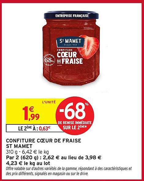CONFITURE COEUR DE FRAISE ST MAMET