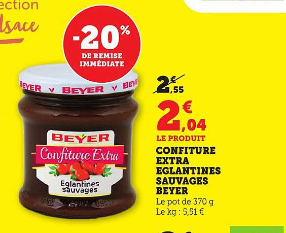 CONFITURE EXTRA EGLANTINES SAUVAGES BEYER