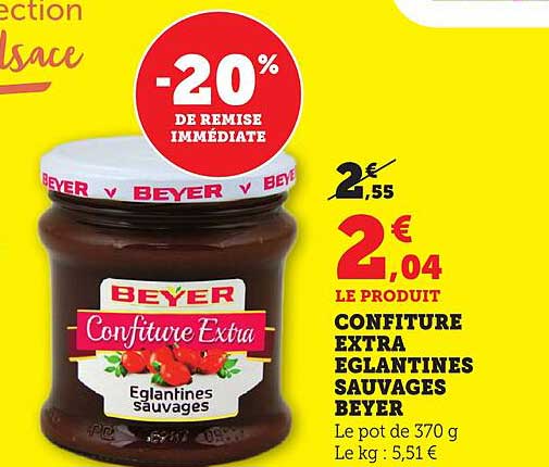 CONFITURE EXTRA EGLANTINES SAUVAGES BEYER
