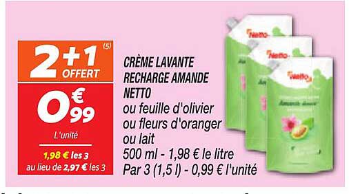 CRÈME LAVANTE RECHARGE AMANDE NETTO