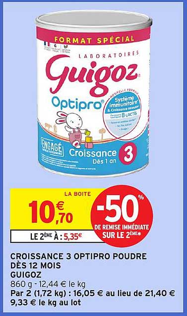 CROISSANCE 3 OPTIPRO POUDRE DÈS 12 MOIS GUIGOZ