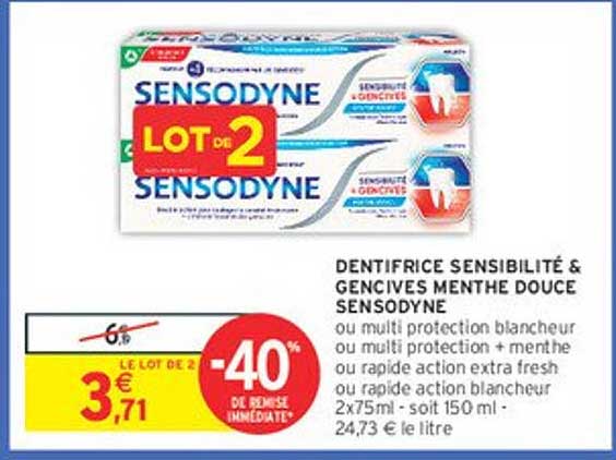 DENTIFRICE SENSIBILITÉ & GENCIVES MENTHE DOUCE SENSODYNE