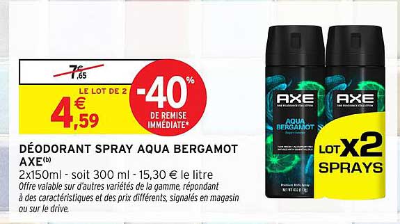 DÉODORANT SPRAY AQUA BERGAMOT AXE