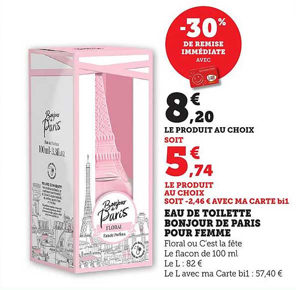 EAU DE TOILETTE BONJOUR DE PARIS POUR FEMME