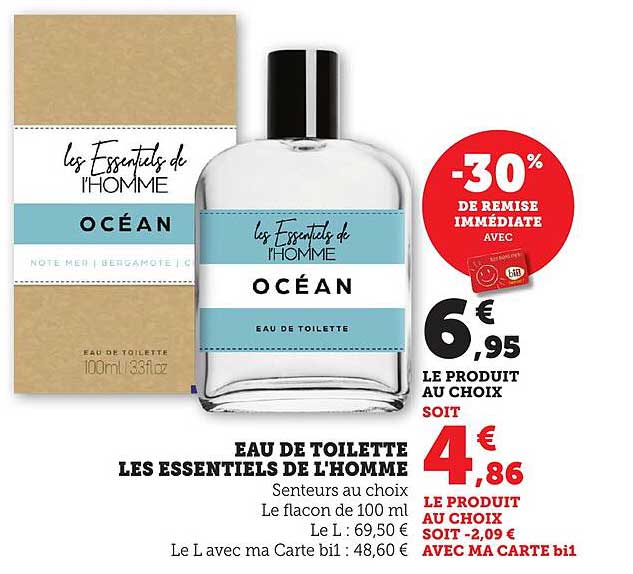 EAU DE TOILETTE LES ESSENTIELS DE L'HOMME OCÉAN