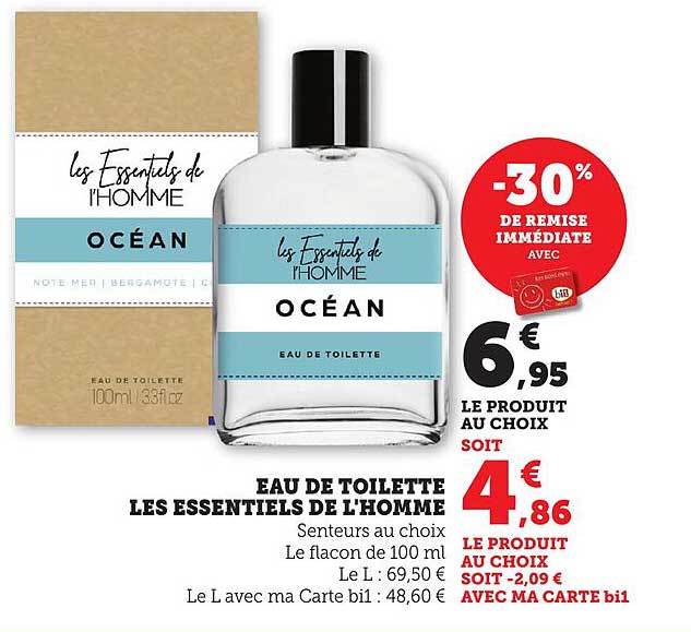EAU DE TOILETTE LES ESSENTIELS DE L'HOMME OCÉAN