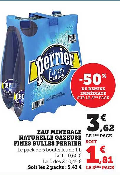 EAU MINERALE NATURELLE GAZEUSE FINES BULLES PERRIER