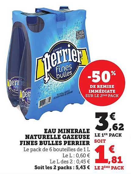 EAU MINERALE NATURELLE GAZEUSE FINES BULLES PERRIER