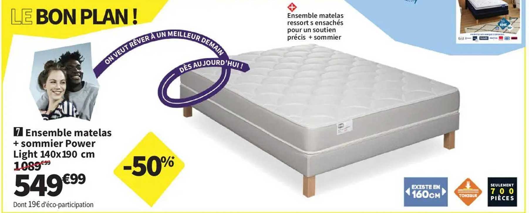 Ensemble matelas + sommier Power Light 140x190 cm