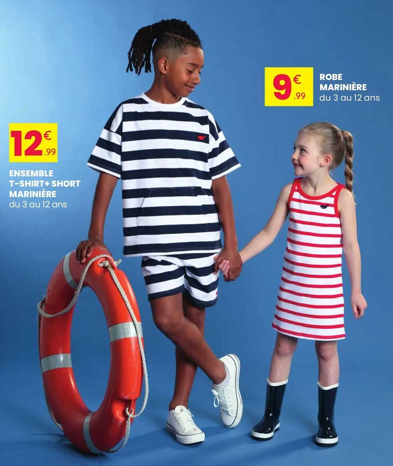 ENSEMBLE T-SHIRT+ SHORT MARINIÈRE