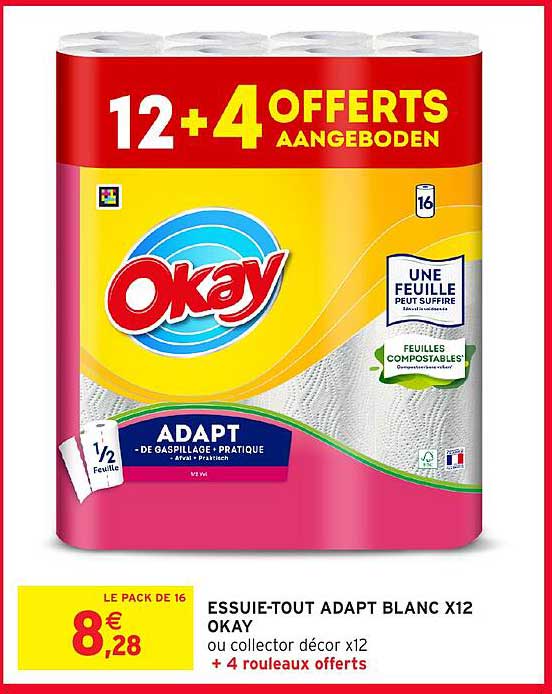ESSUIE-TOUT ADAPT BLANC X12 OKAY ou collector décor x12 + 4 rouleaux offerts