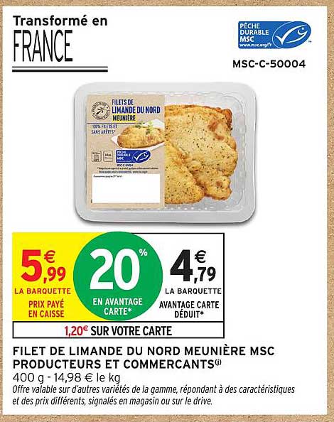 FILET DE LIMANDE DU NORD MEUNIÈRE MSC