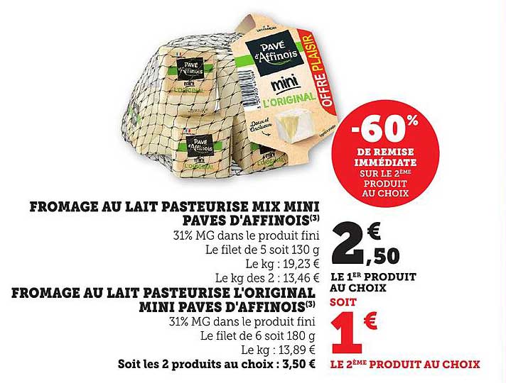Fromage au lait pasteurisé mix mini pavés d'affinois