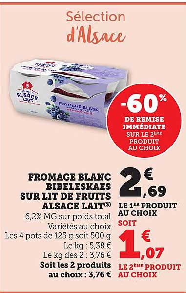 FROMAGE BLANC BIBELESKAES SUR LIT DE FRUITS ALSACE LAIT