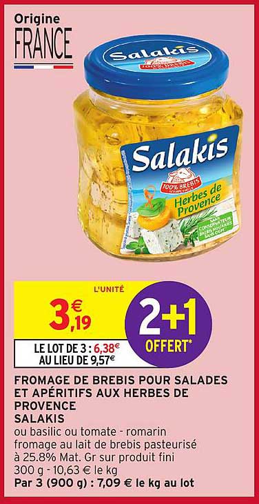 FROMAGE DE BREBIS POUR SALADES ET APÉRITIFS AUX HERBES DE PROVENCE SALAKIS