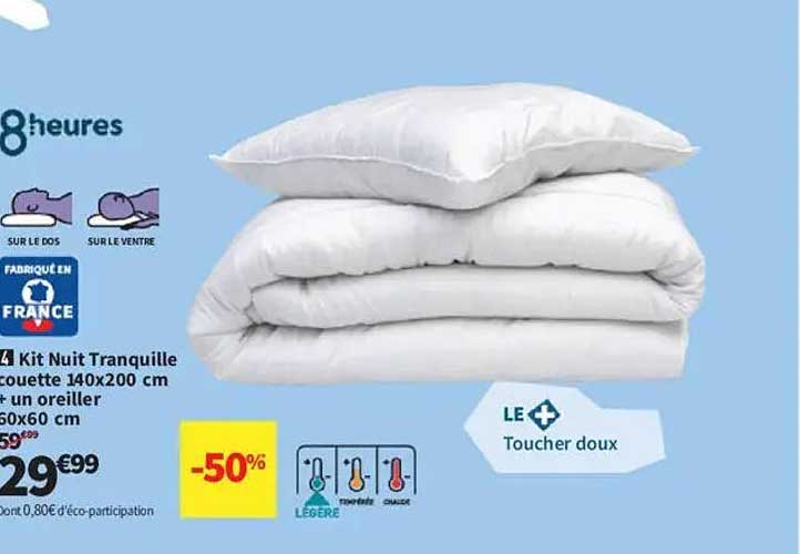 Kit Nuit Tranquille couette 140x200 cm + un oreiller 60x60 cm