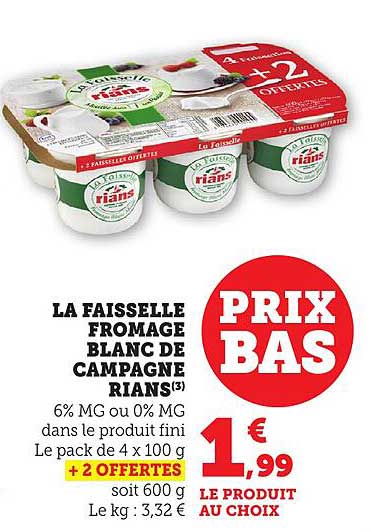 LA FAISSELLE FROMAGE BLANC DE CAMPAGNE RIANS
