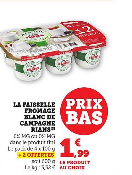 LA FAISSELLE FROMAGE BLANC DE CAMPAGNE RIANS
