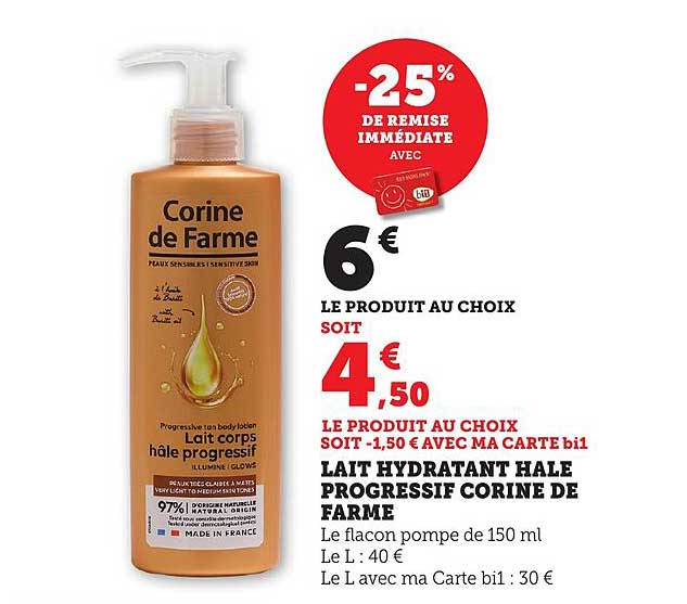 LAIT HYDRATANT HALE PROGRESSIF CORINE DE FARME