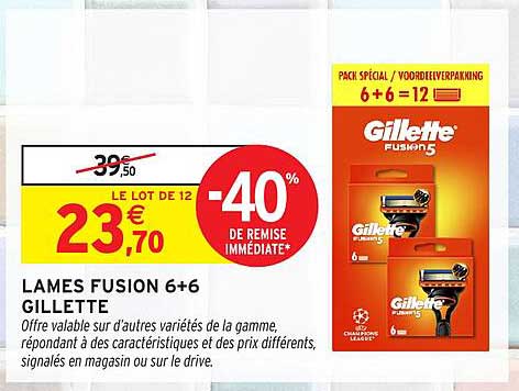 LAMES FUSION 6+6 GILLETTE