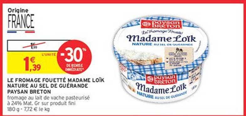 LE FROMAGE FOETTE MADAME LOÏK NATURE AU SEL DE GUÉRANDE PAYSAN BRETON