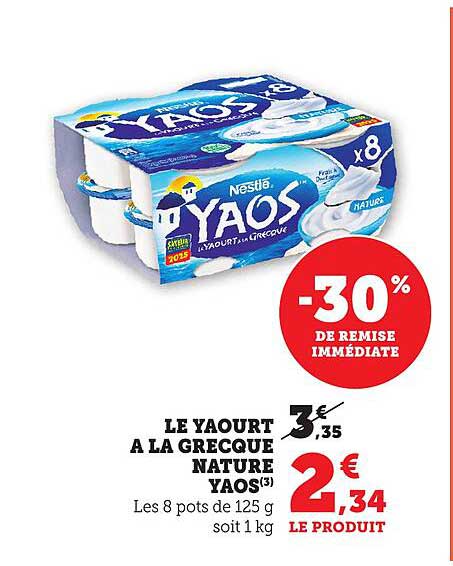 LE YAOURT A LA GRECQUE NATURE YAOS