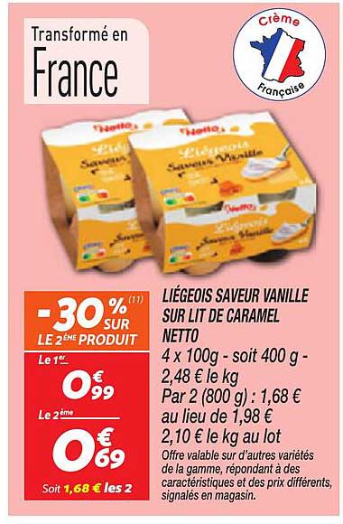 LIÉGEOIS SAVEUR VANILLE SUR LIT DE CARAMEL NETTO