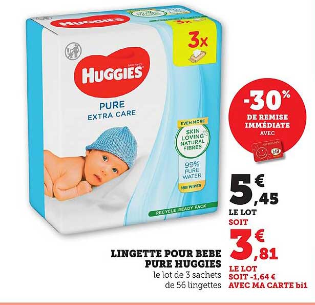 LINGETTE POUR BEBE PURE HUGGIES