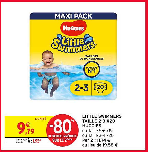 LITTLE SWIMMERS TAILLE 2-3 X20 HUGGIES