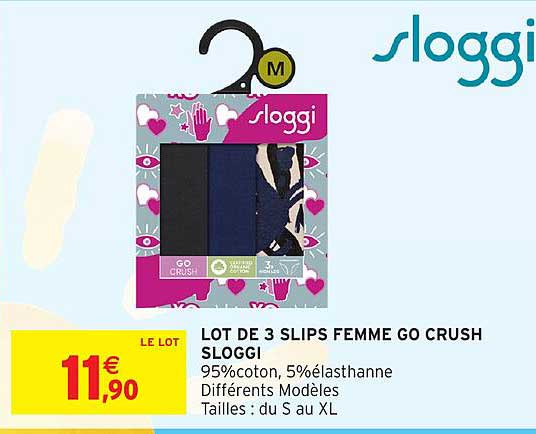 LOT DE 3 SLIPS FEMME GO CRUSH SLOGGI