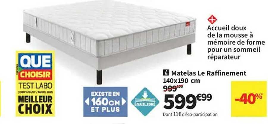 Matelas Le Raffinement 140x190 cm