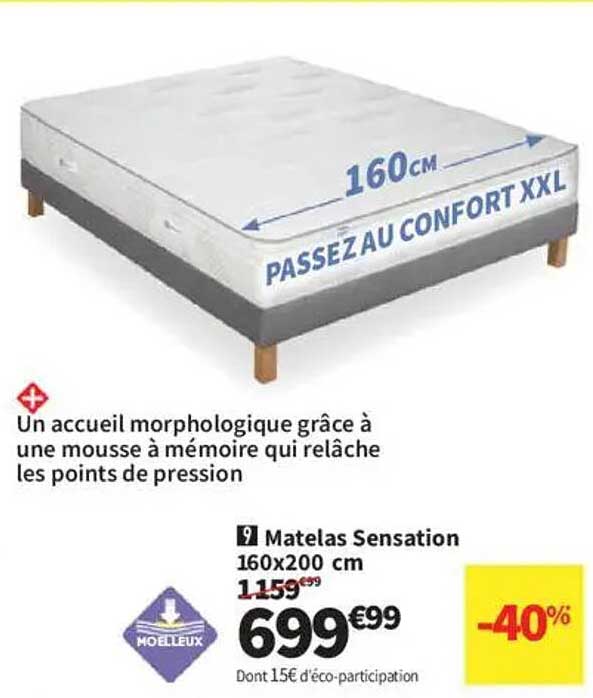 Matelas Sensation 160x200 cm -40%