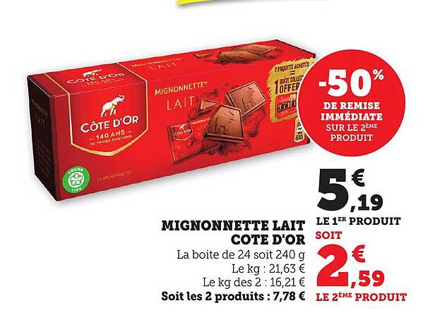 MIGNONNETTE LAIT COTE D'OR