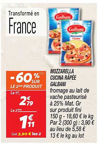 MOZZARELLA CUCINA RÂPÉE GALBANI