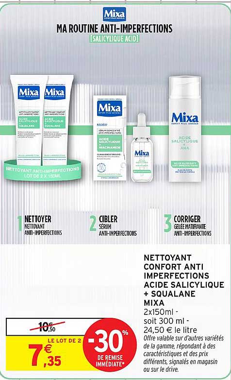 NETTOYANT CONFORT ANTI IMPERFECTIONS ACIDE SALICYLIQUE + SQUALANE MIXA