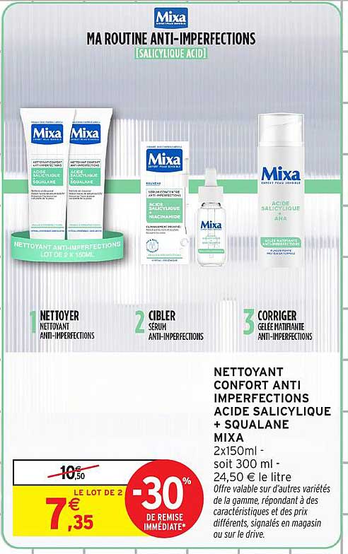 NETTOYANT CONFORT ANTI IMPERFECTIONS ACIDE SALICYLIQUE + SQUALANE MIXA