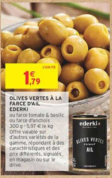 OLIVES VERTES À LA FARCE D'AIL EDERKI