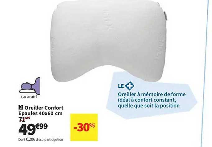 Oreiller Confort Épaules 40x60 cm