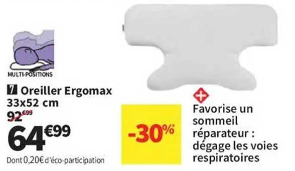 Oreiller Ergomax 33x52 cm